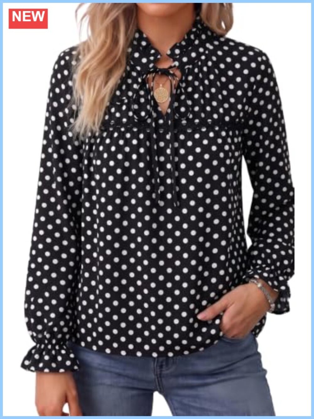 Dokotoo Womens Boho Ruffle Lace Trim Peplum Blouse Long Sleeve